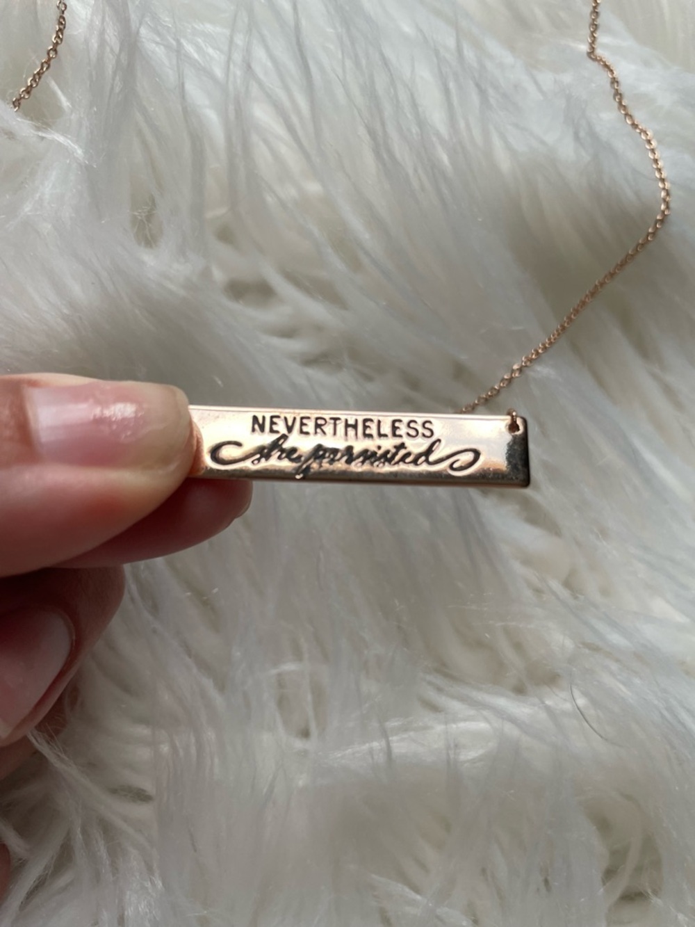 Origami Owl Rose Gold "Nevertheless She Persisted" Bar Necklace